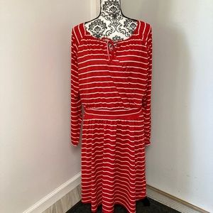 LulaRoe Jody, Size L, Red with White stripes.
